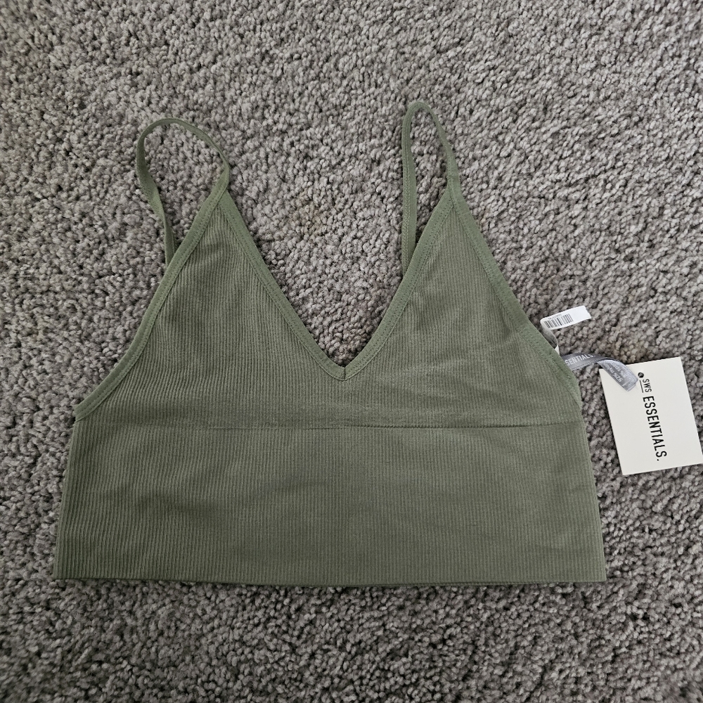 SWS ESSENTIALS green seamless bralette medium